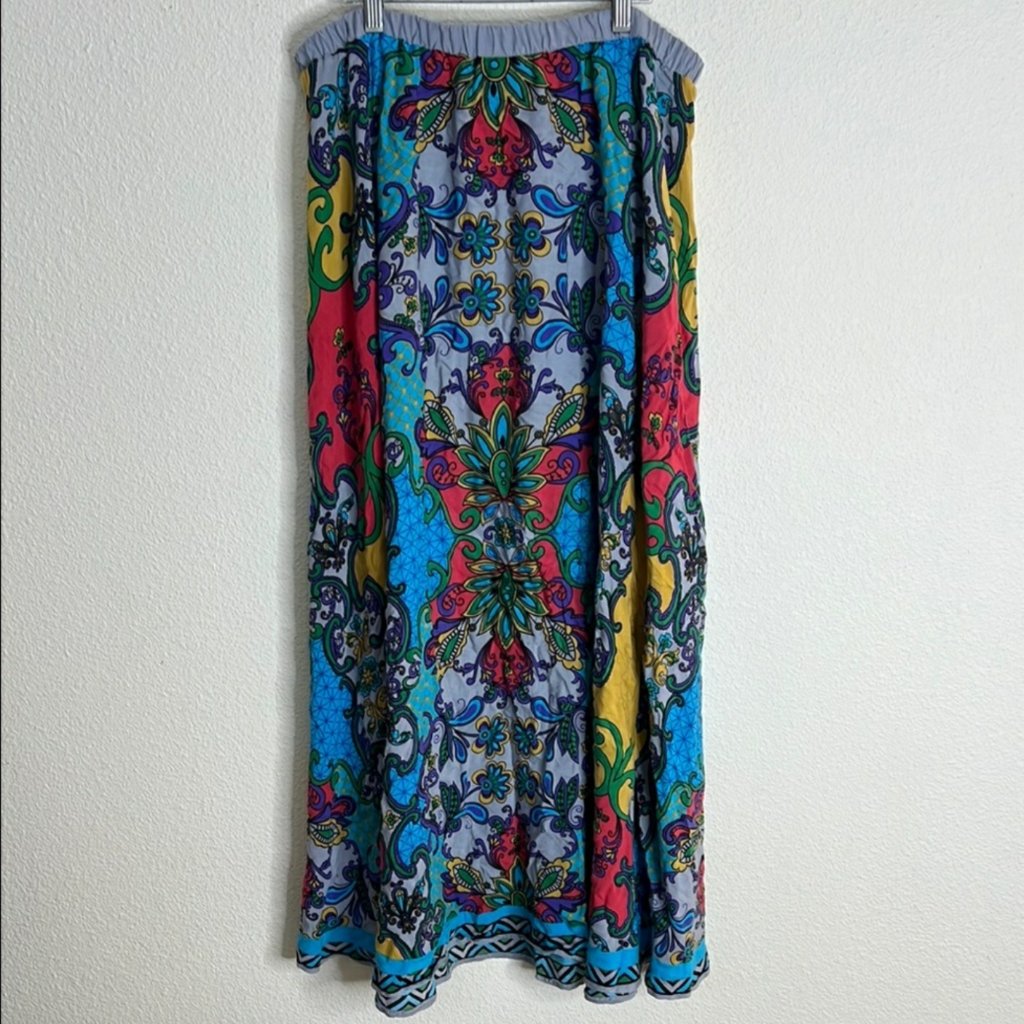 Flying Tomato, Multi Color, Mix Media, Deco Art, Maxi Skirt, Sz Lg
